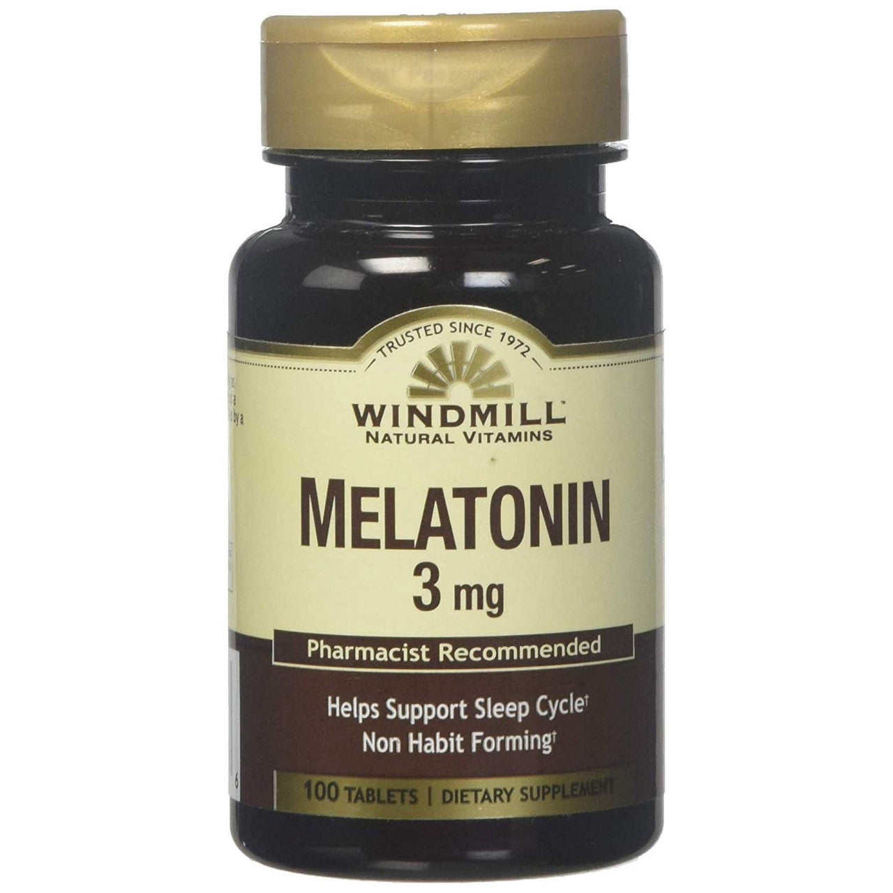 Melatonin 3 Mg Dietary Supplement Tablets By Windmill Helps Promote Sleep - 100 Ea
